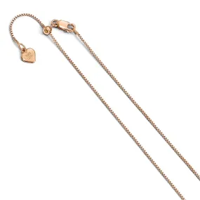 0.85mm Rose Gold Tone Sterling Silver Adjustable Box Chain Necklace