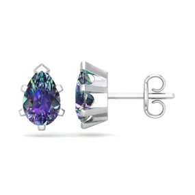 1 1/2 Carat Pear Shape Mystic Topaz Stud Earrings In Sterling Silver