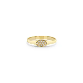 14k Pavé Diamond Oval Signet Ring