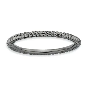 1.5mm Stackable Black Plated Silver Twisted Band