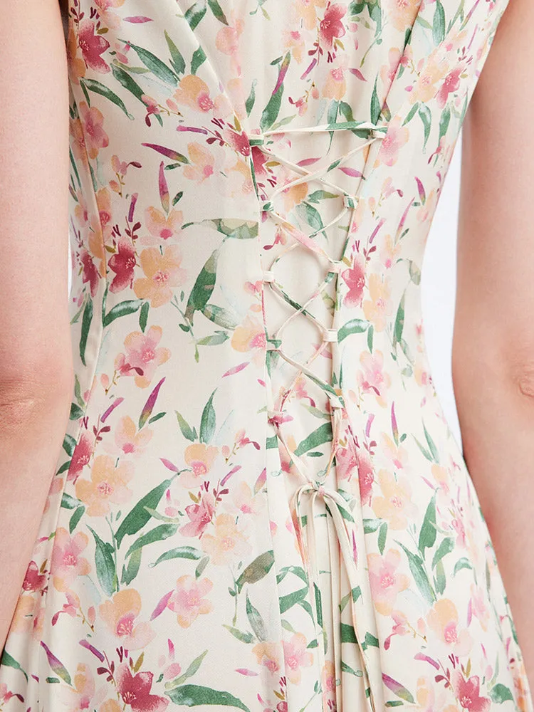 19 Momme Silk Floral Sleeveless Midi Dress