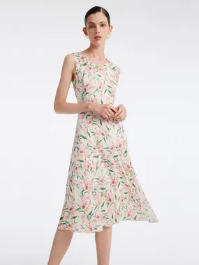 19 Momme Silk Floral Sleeveless Midi Dress