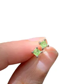 3MM Simple Peridot Silver Stud Earrings