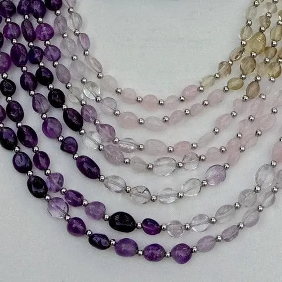 7 Wonders  Amethyst - Rose Quartz -  Lemon Quartz - Necklace 18"