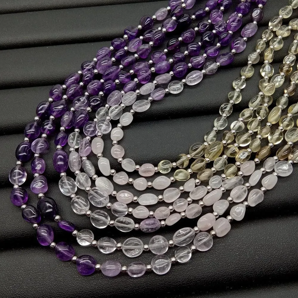 7 Wonders  Amethyst - Rose Quartz -  Lemon Quartz - Necklace 18"