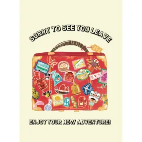  A4 Greeting Card: Sorry To See You Leave Suitcase  Card