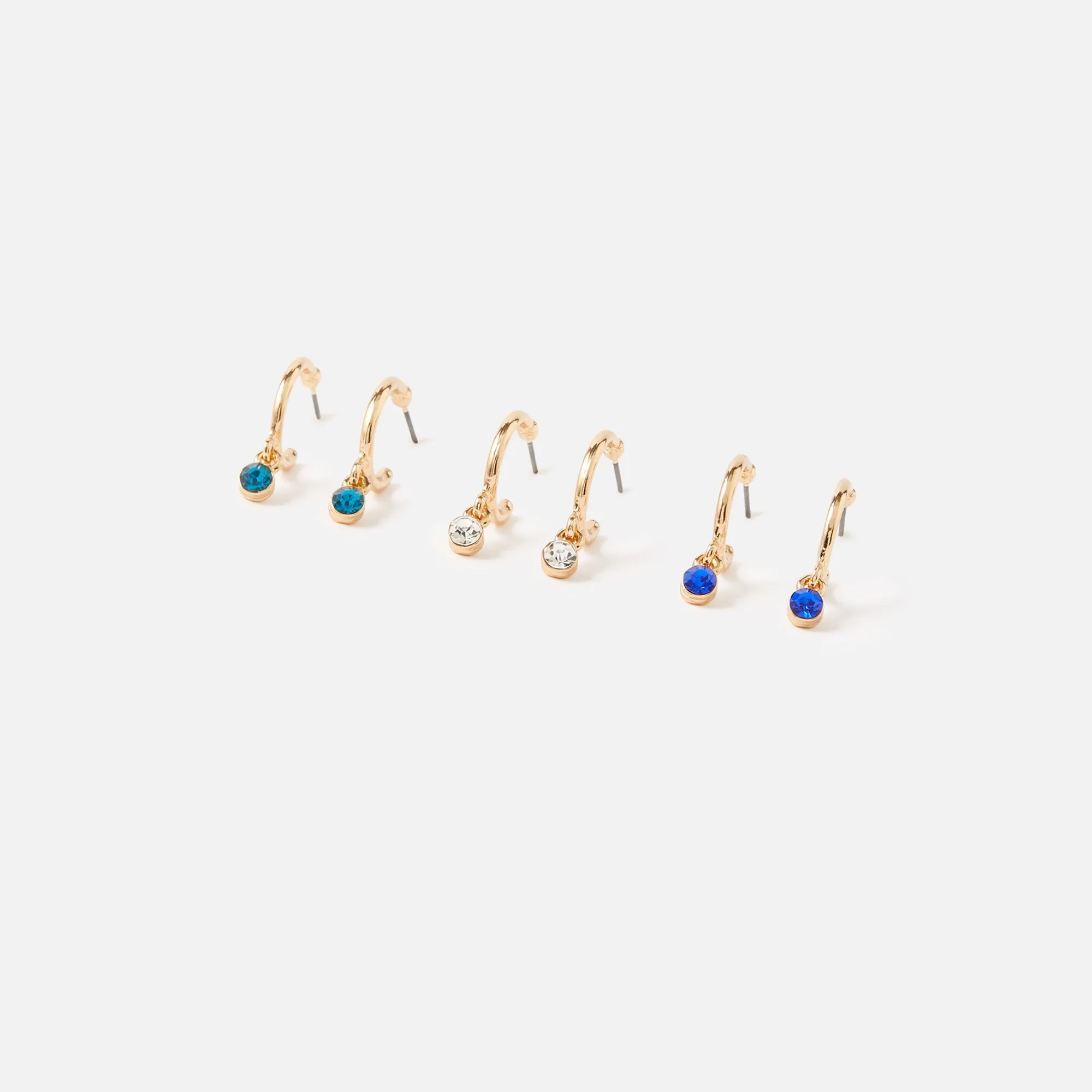 Accessorize London 3 X Ombre Gems Hoop Pack