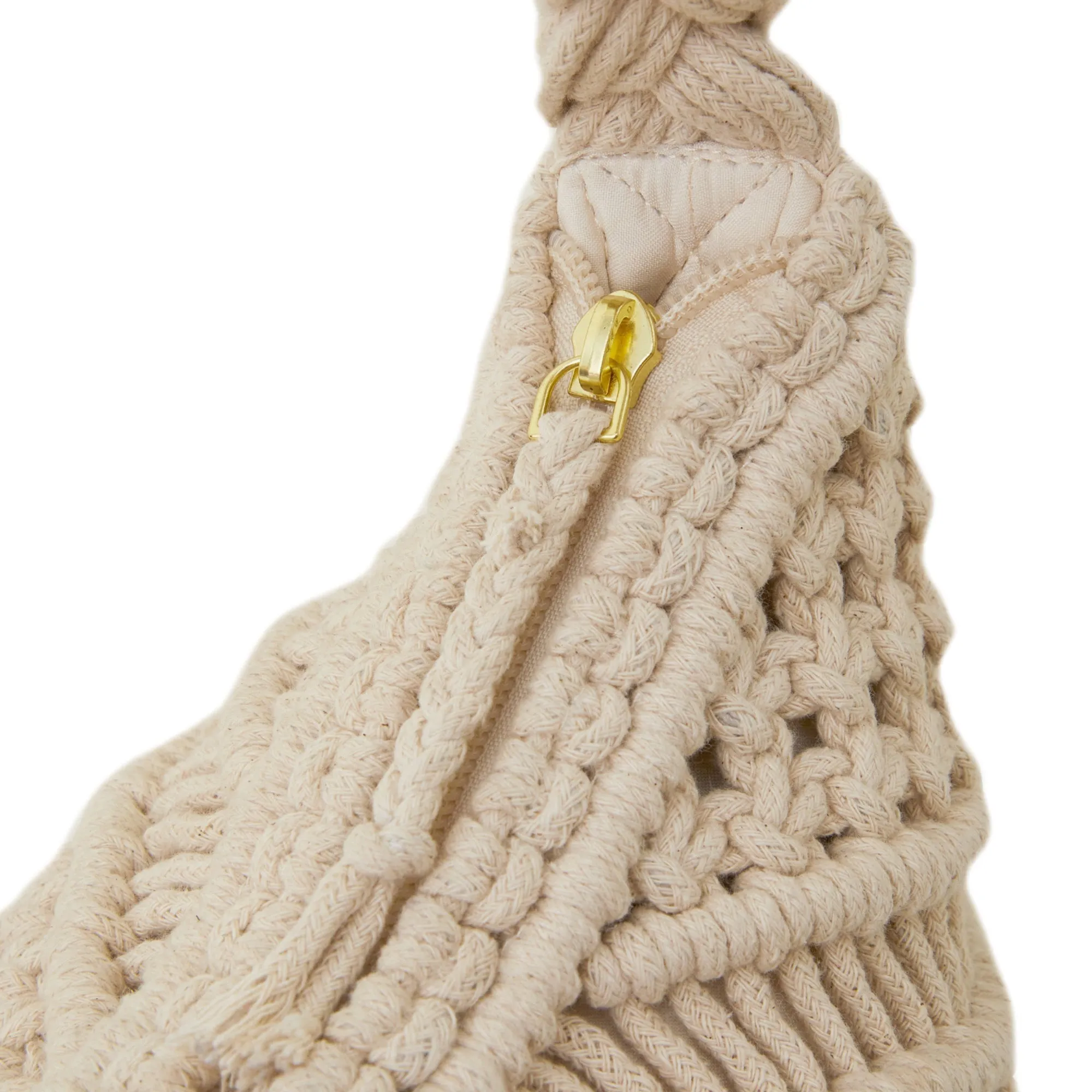 Accessorize London Women's Cream Macrame Woven Shoulder Bag