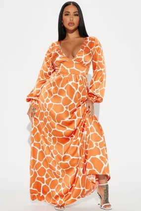 Addison Satin Maxi Dress - Orange