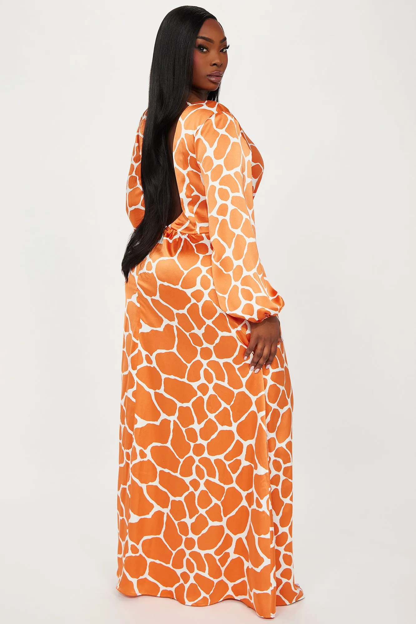 Addison Satin Maxi Dress - Orange