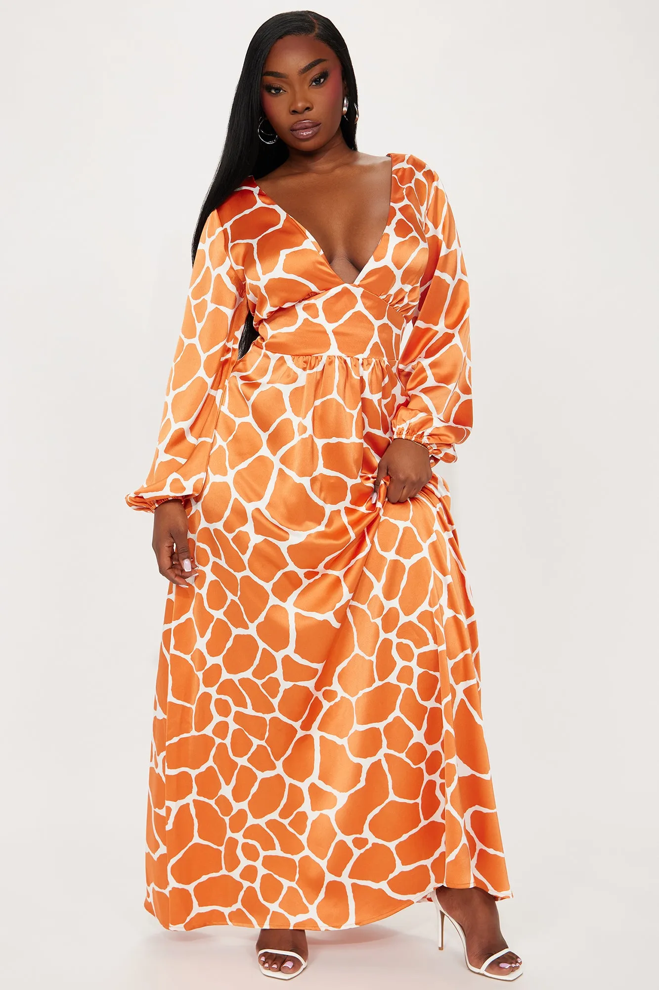 Addison Satin Maxi Dress - Orange