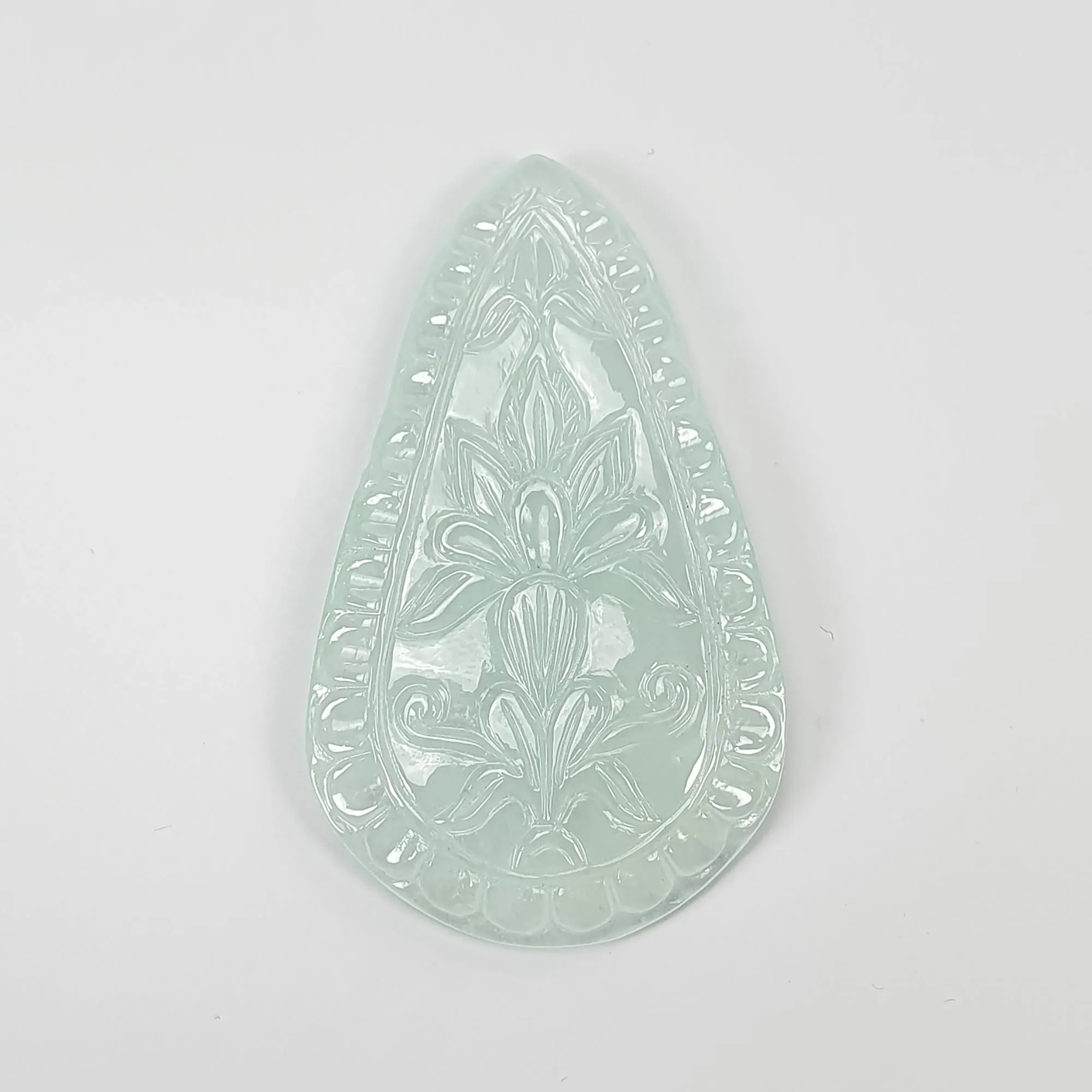 AQUAMARINE Gemstone Carving : 91.90cts Natural Untreated Blue Aquamarine Hand Carved Uneven Shape 56*32.5mm