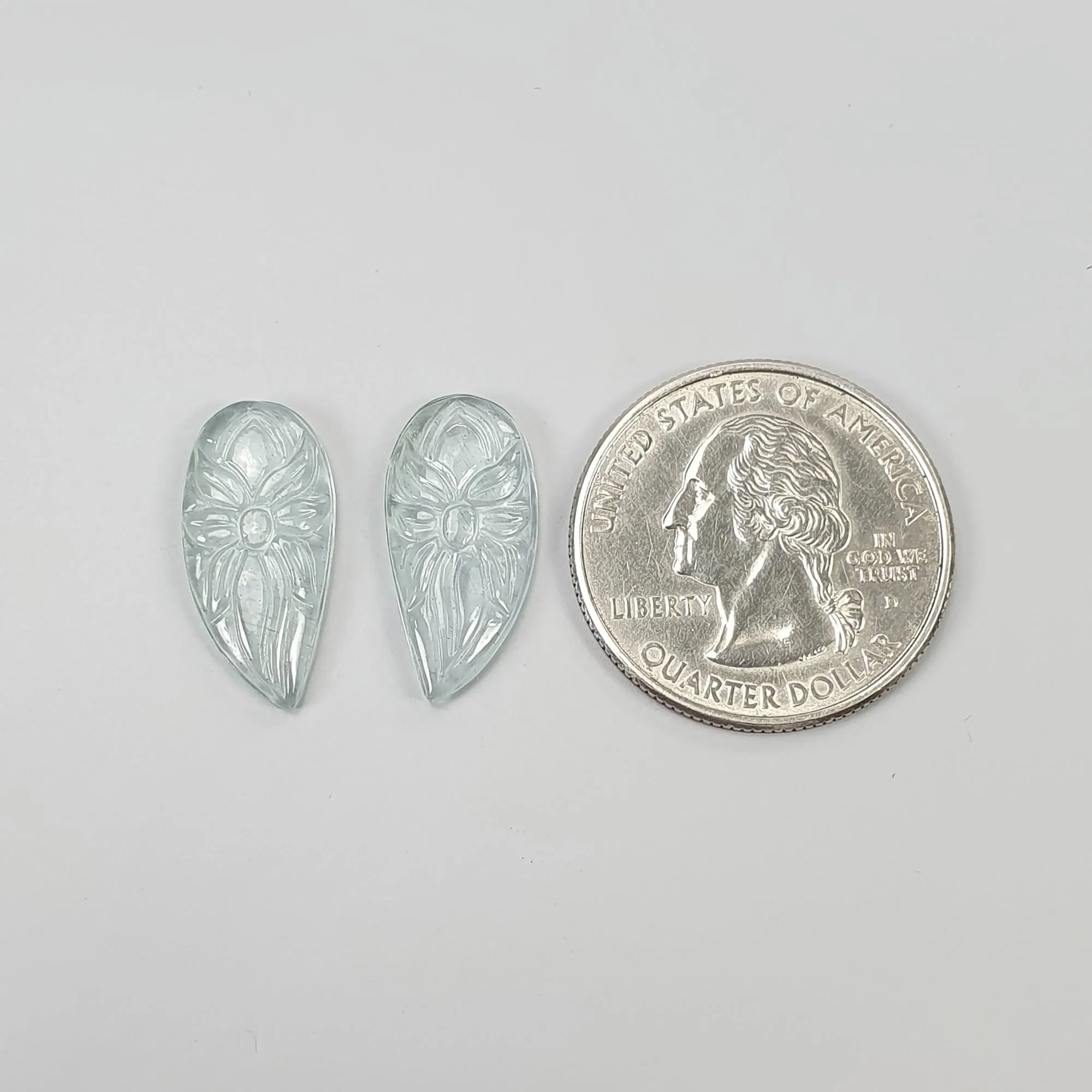 AQUAMARINE Gemstone Carving : 9.95cts Natural Untreated Blue Aquamarine Hand Carved Uneven Shape 20*10mm Pair