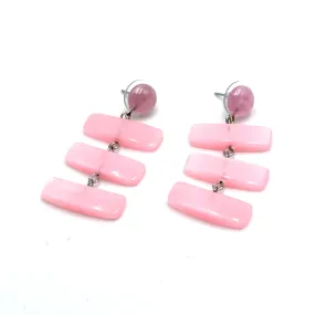 Baby Pink Moonglow Hinged Statement Earrings