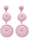 Baby Pink Raffia Double Circle Earrings