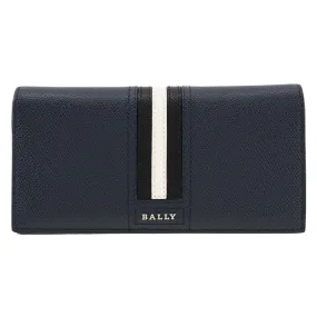 BALLY Long Wallet Purse Calfskin Navy mens Used Authentic