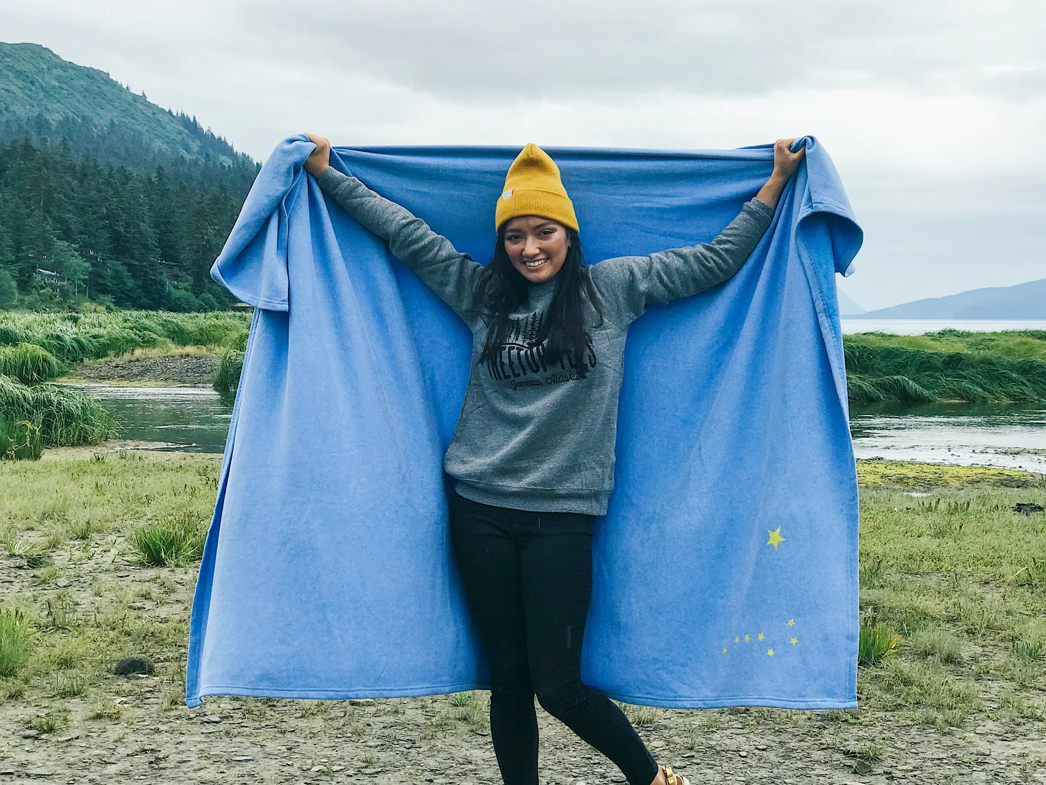 Blanket - Blue with Alaska Flag