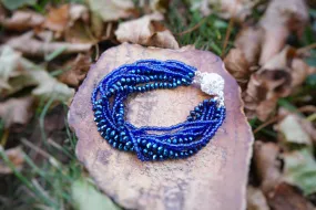 Blue AB, Multi Strand Crystal Bracelet, Beaded Bracelet, High quality, Glass Bead Bracelet, Bridesmaid gift,