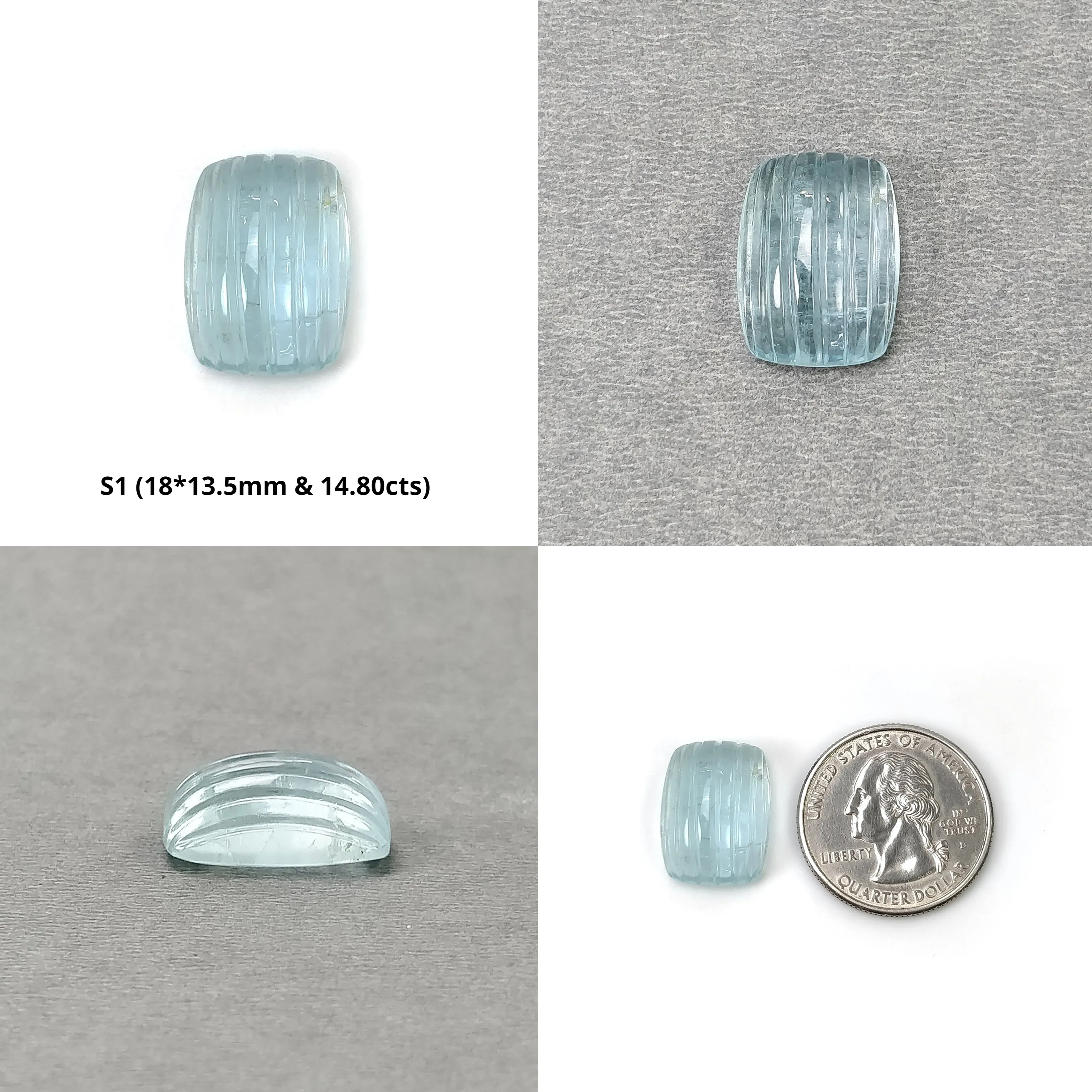 BLUE LEMON AQUAMARINE Gemstone Carving : Natural Untreated Milky Aqua Hand Carved Round, Oval and Triangle Shape