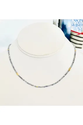 Blue Topaz and Gold Vermeil Beaded Necklace