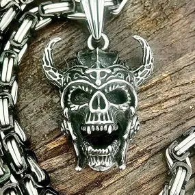 Bone Crusher - Valhalla Viking Skull Pendant - Necklace (841)