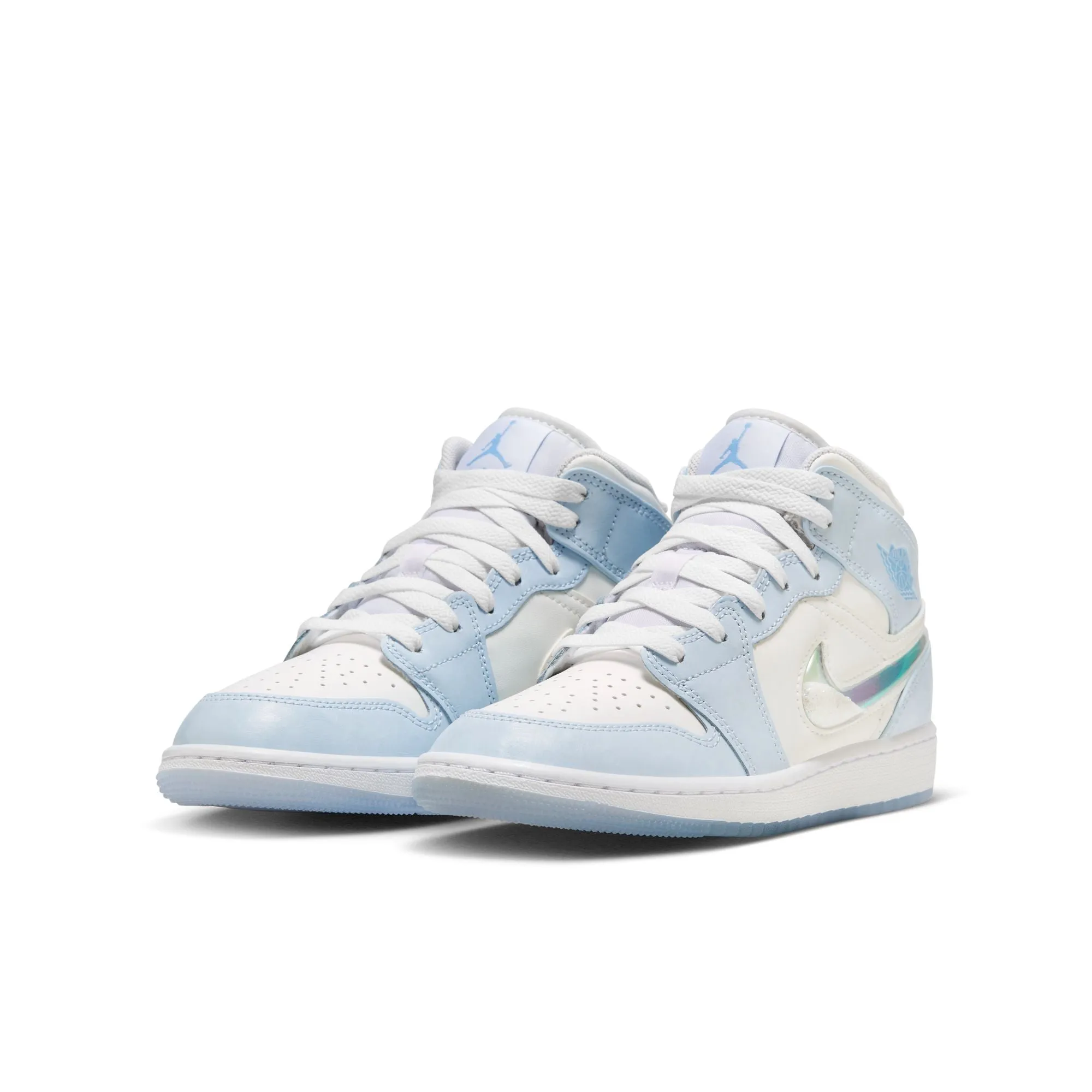 Boys Grade School Air Jordan 1 Mid SE/Ice Blue-Summit White-White FQ9117-400