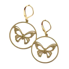 Brass Butterfly Earrings