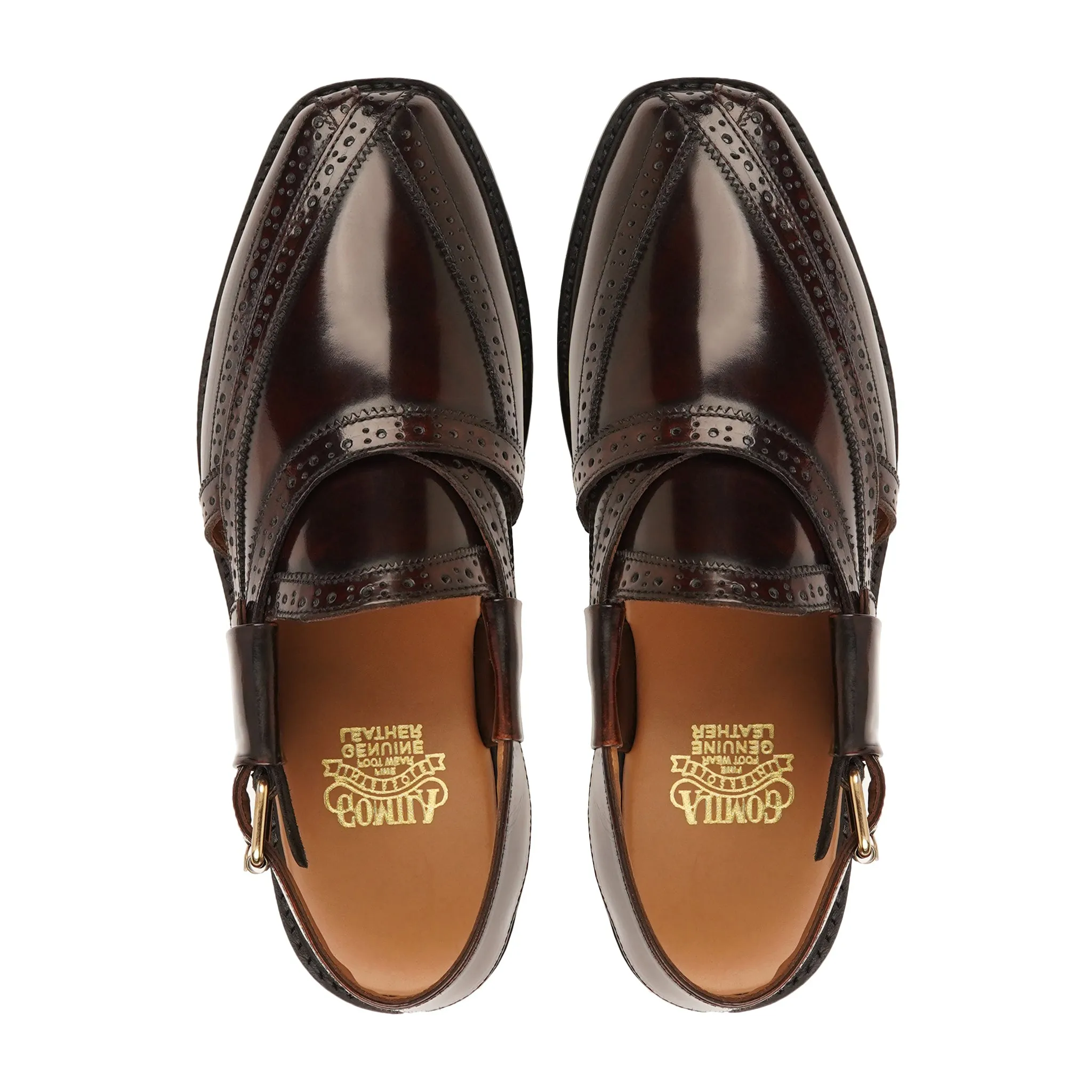 BROOKLYN - DARK BROWN BOX LEATHER HIGH SHINE SANDAL