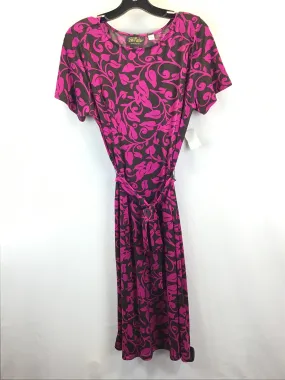 Brown & Pink Dress Casual Midi Bob Mackie Qvc, Size S