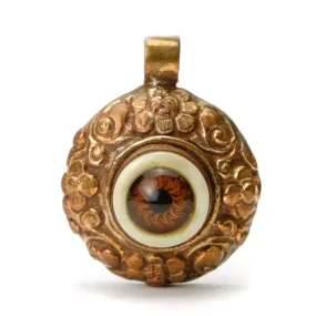 Brown Eye Evil Eye Set in Copper Pendant Round # 54 - 3