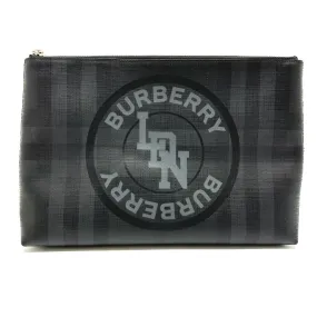 BURBERRY Clutch bag PVC black Check LDN logo mens Used Authentic