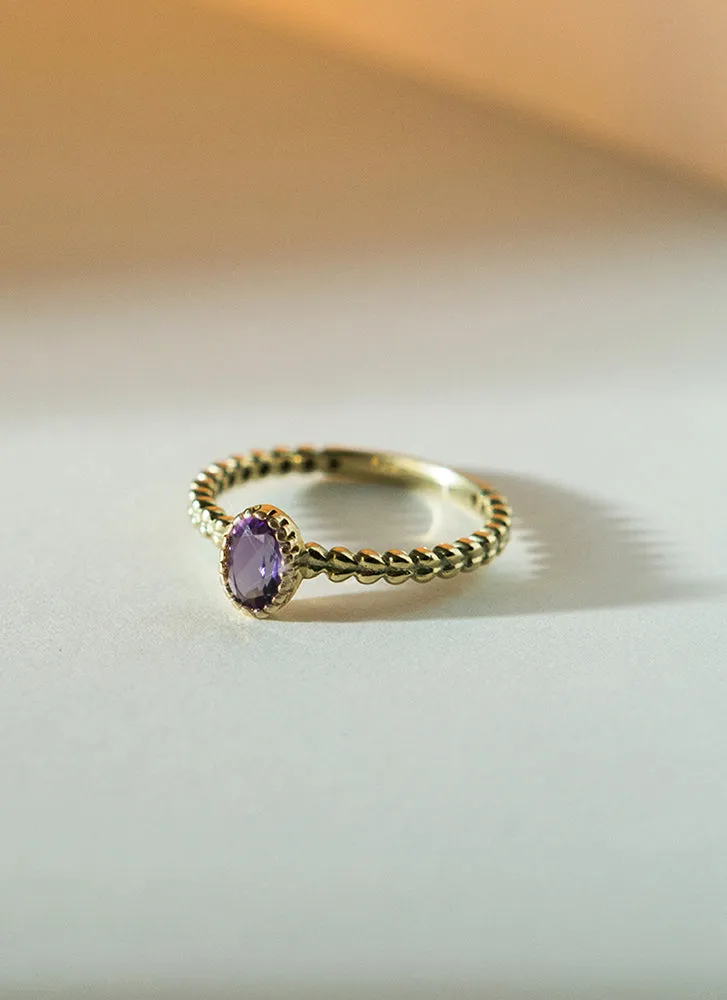 Caes amethyst february birthstone ring 14k gold