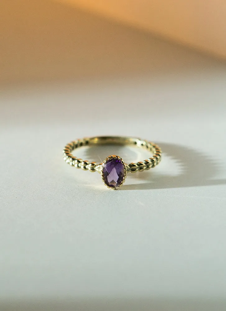 Caes amethyst february birthstone ring 14k gold