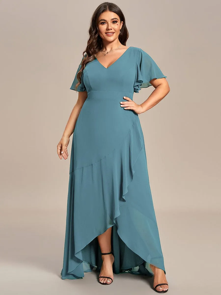 Charming Chiffon Bridesmaid Dress with Lotus Leaf Hemline