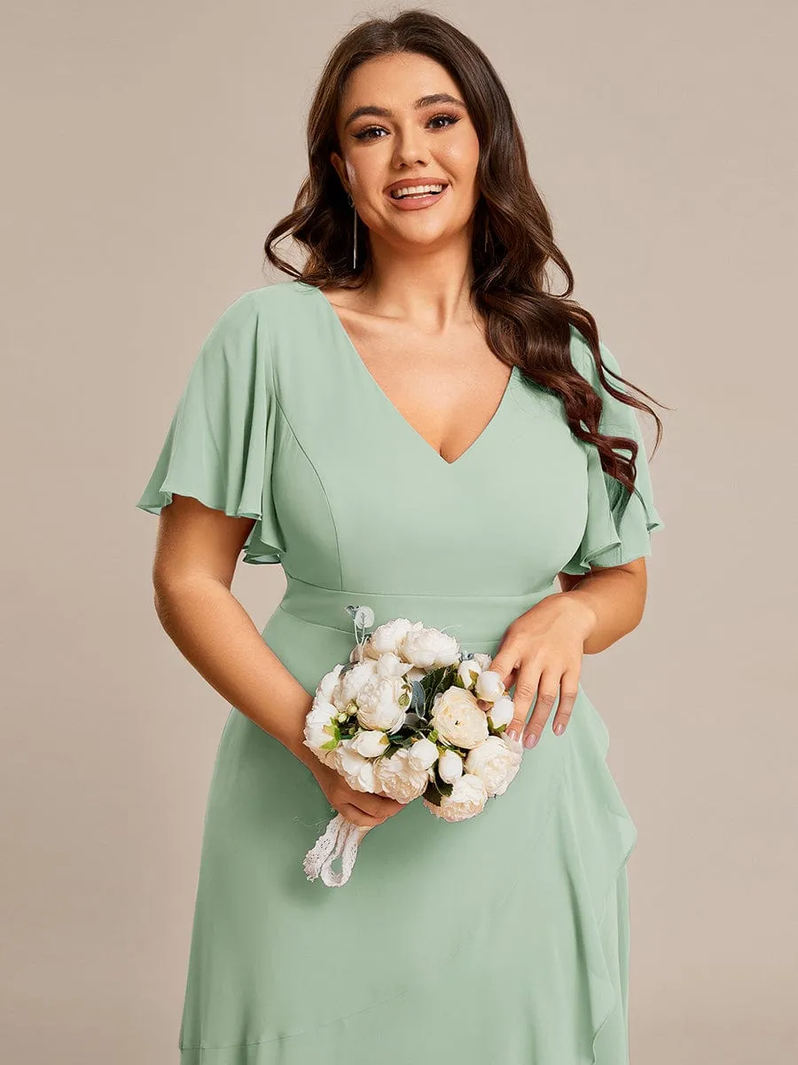 Charming Chiffon Bridesmaid Dress with Lotus Leaf Hemline