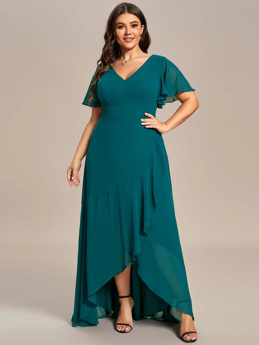 Charming Chiffon Bridesmaid Dress with Lotus Leaf Hemline