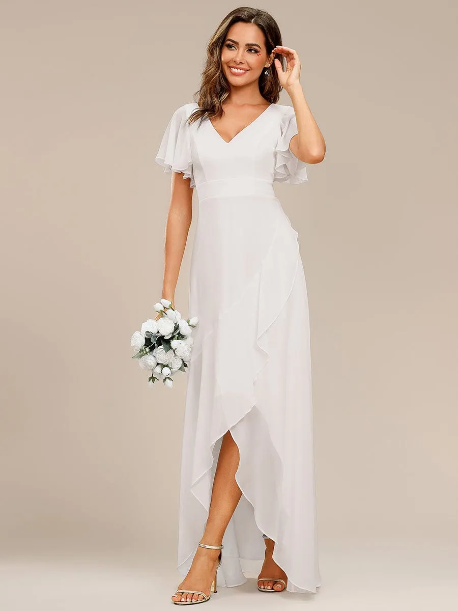 Charming Chiffon Bridesmaid Dress with Lotus Leaf Hemline