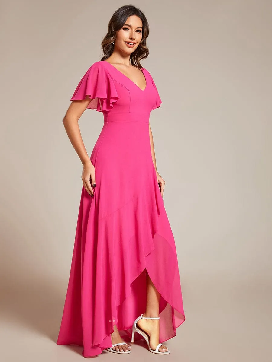 Charming Chiffon Bridesmaid Dress with Lotus Leaf Hemline