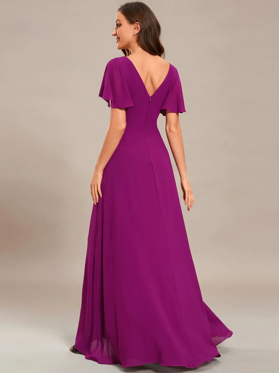 Charming Chiffon Bridesmaid Dress with Lotus Leaf Hemline