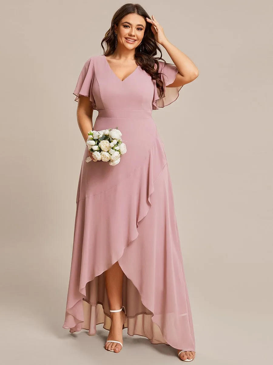 Charming Chiffon Bridesmaid Dress with Lotus Leaf Hemline