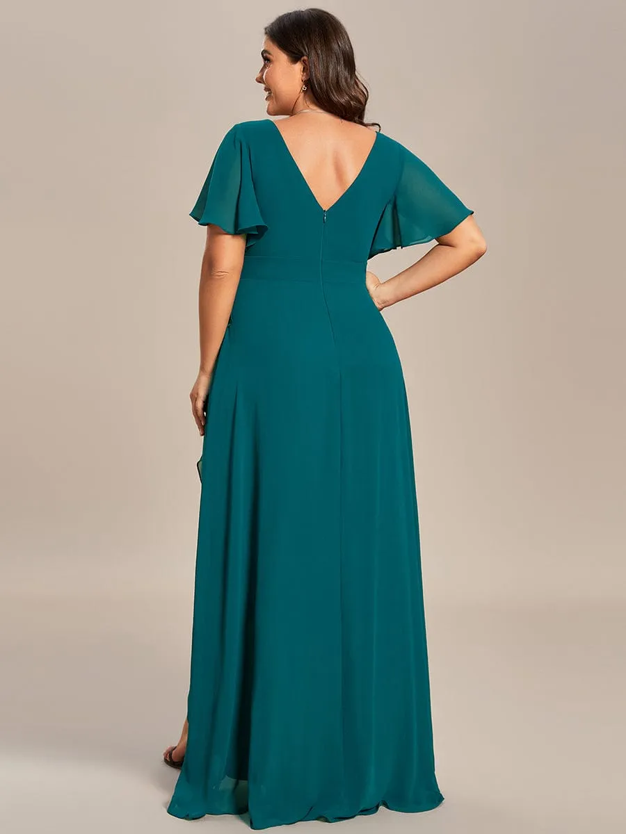 Charming Chiffon Bridesmaid Dress with Lotus Leaf Hemline