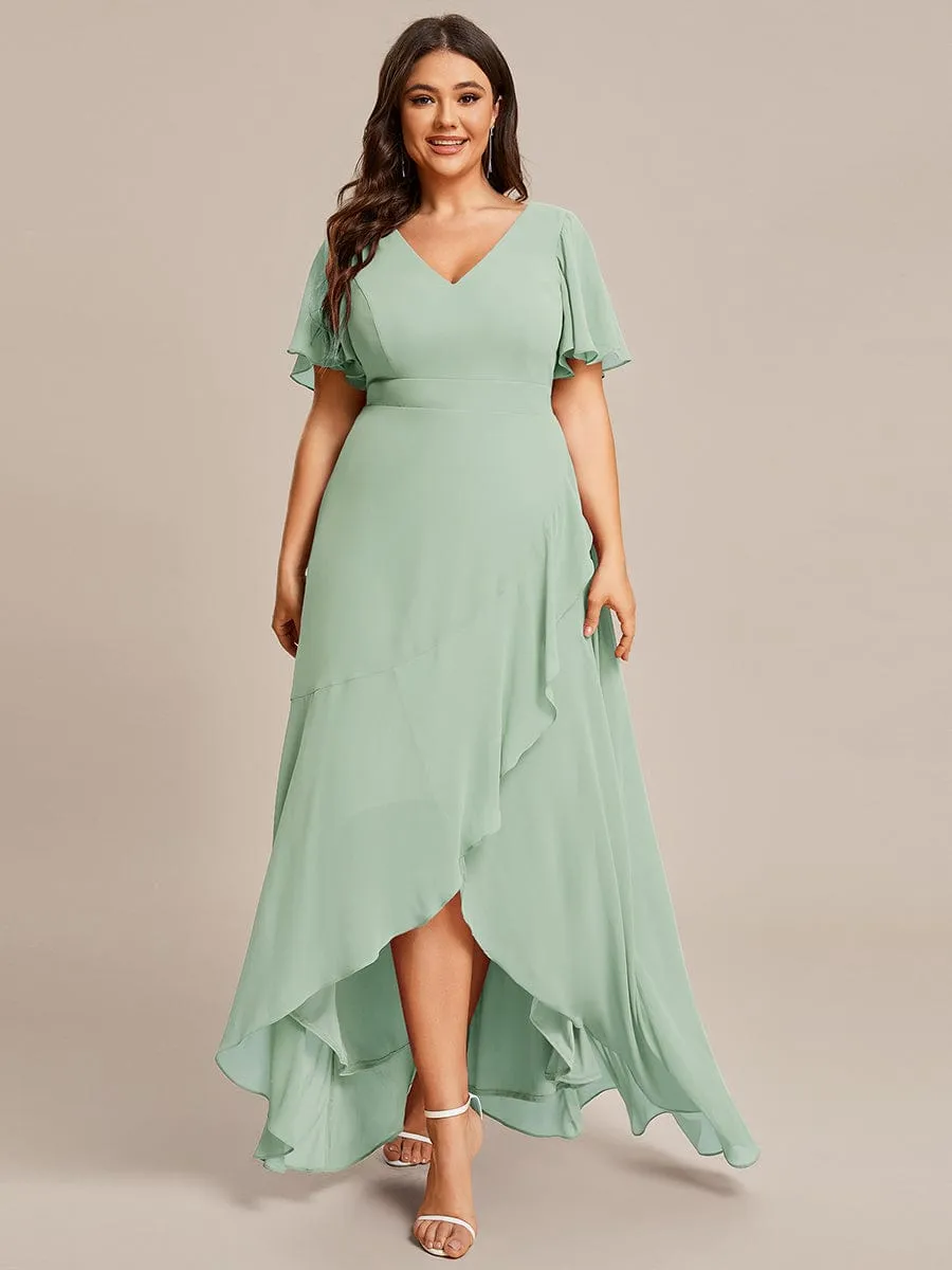 Charming Chiffon Bridesmaid Dress with Lotus Leaf Hemline