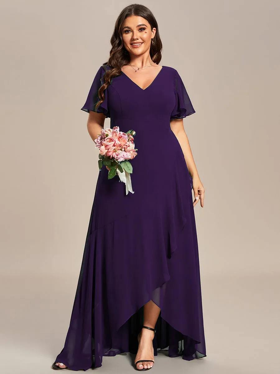 Charming Chiffon Bridesmaid Dress with Lotus Leaf Hemline