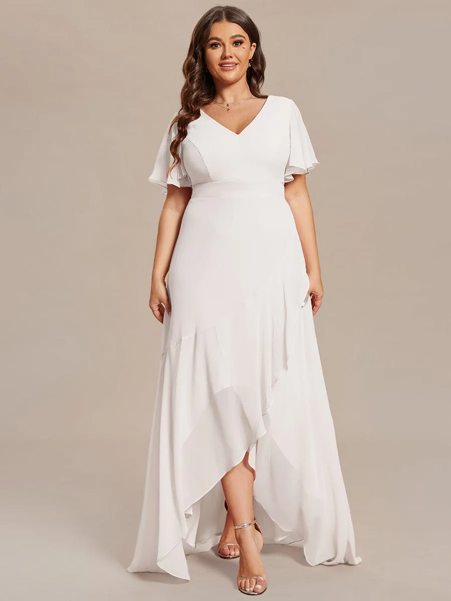 Charming Chiffon Bridesmaid Dress with Lotus Leaf Hemline