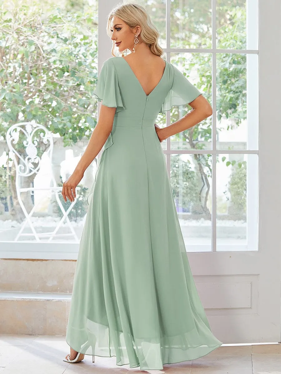 Charming Chiffon Bridesmaid Dress with Lotus Leaf Hemline