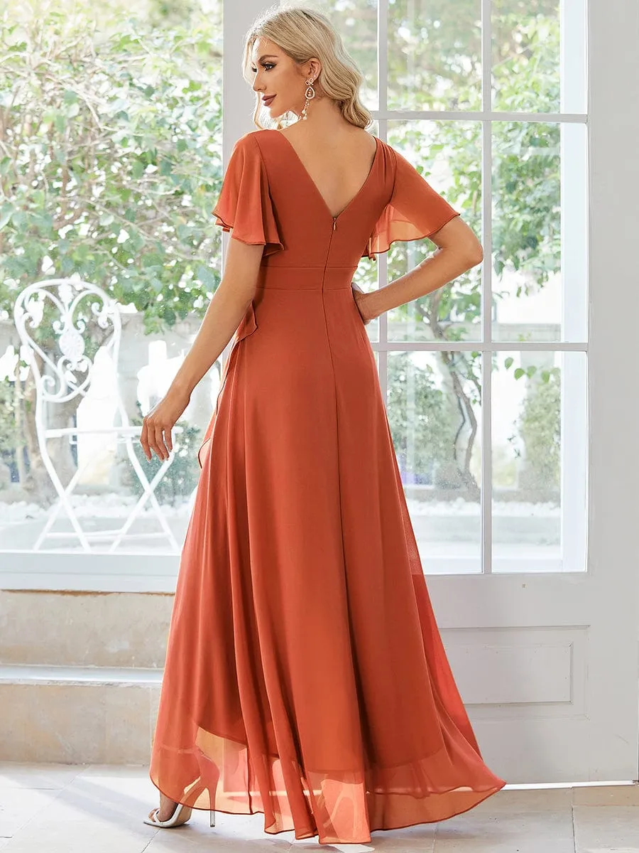 Charming Chiffon Bridesmaid Dress with Lotus Leaf Hemline