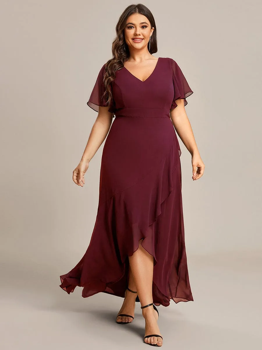 Charming Chiffon Bridesmaid Dress with Lotus Leaf Hemline