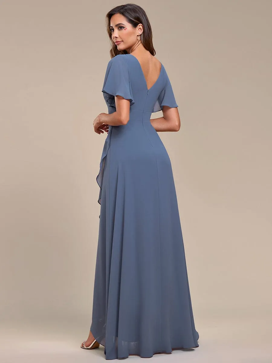 Charming Chiffon Bridesmaid Dress with Lotus Leaf Hemline