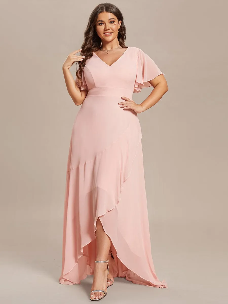 Charming Chiffon Bridesmaid Dress with Lotus Leaf Hemline