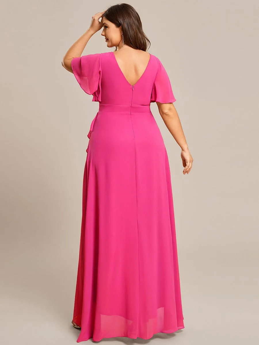 Charming Chiffon Bridesmaid Dress with Lotus Leaf Hemline